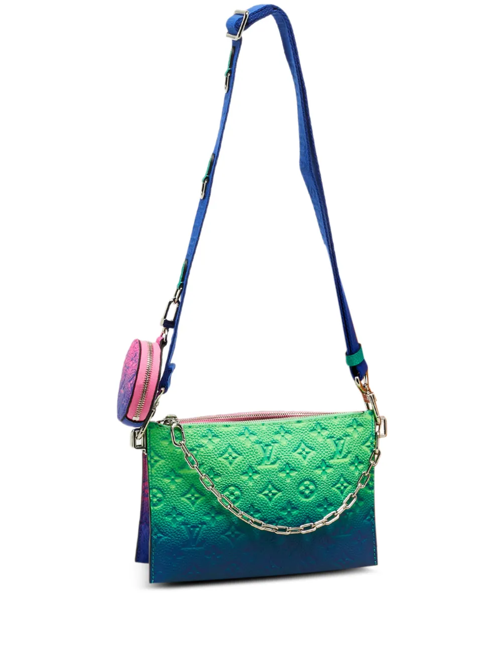 Louis Vuitton Pre-Owned Borsa a tracolla Trio BleuRose Monogram Taurillon Illusion - Blu