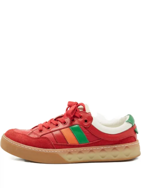 Gucci Pre-Owned tenis con agujetas y rayas estampadas