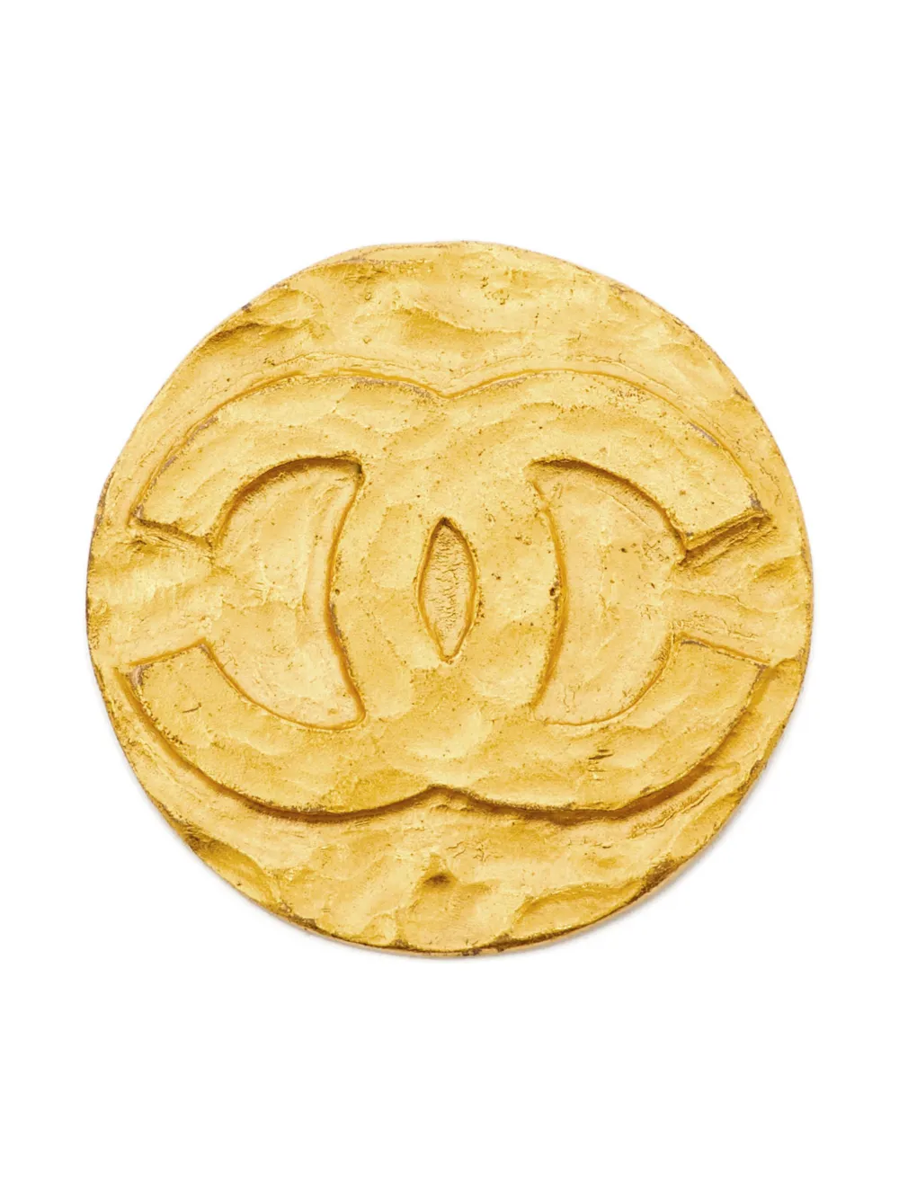 CHANEL Pre-Owned broche à fini martelé - Or