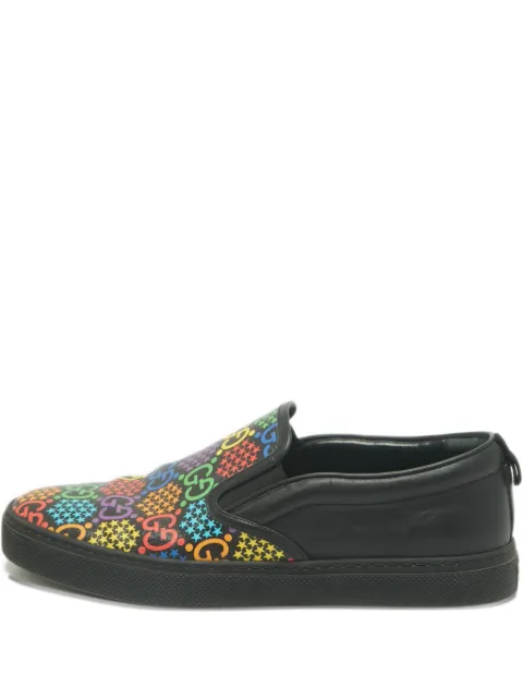 Gucci Pre-Owned logo-motif leather slip-ons sneakers 