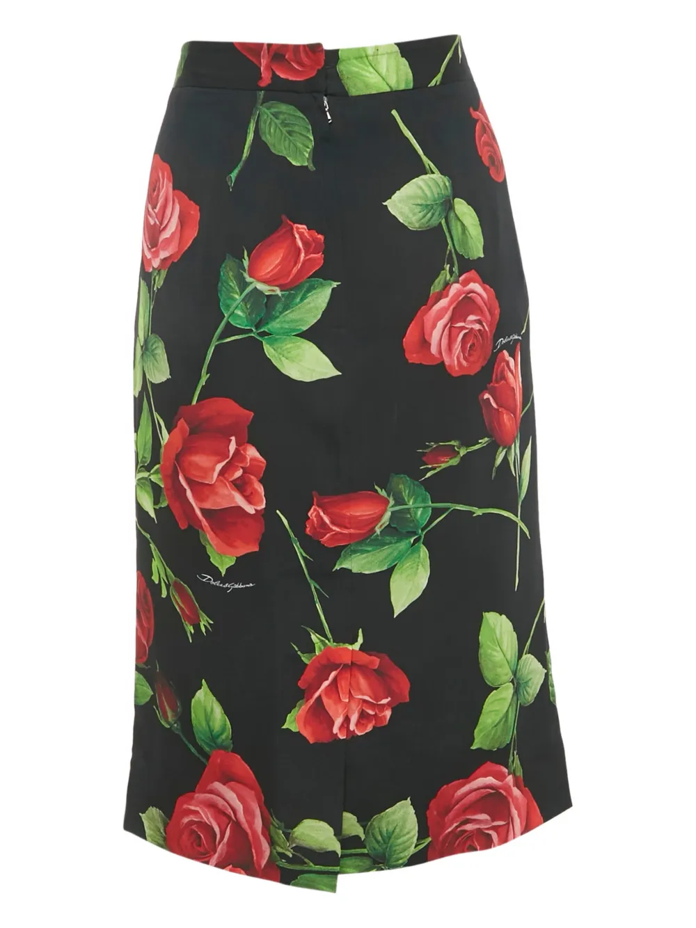 Dolce & Gabbana Pre-Owned Kokerrok met rozenprint - Zwart