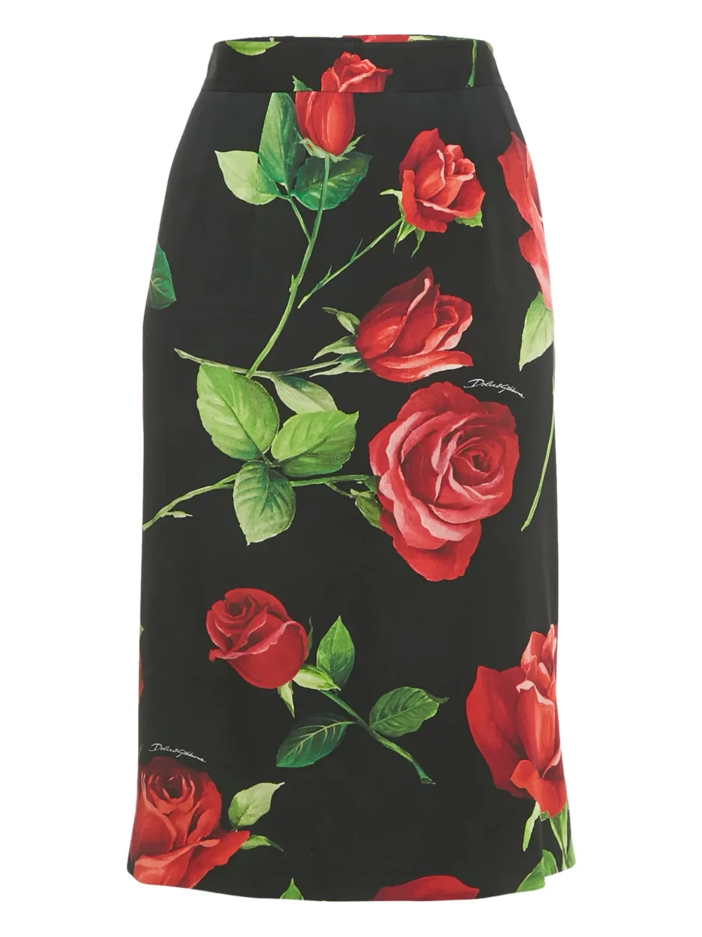 Dolce & Gabbana Pre-Owned Gonna a matita con stampa Rose - Nero