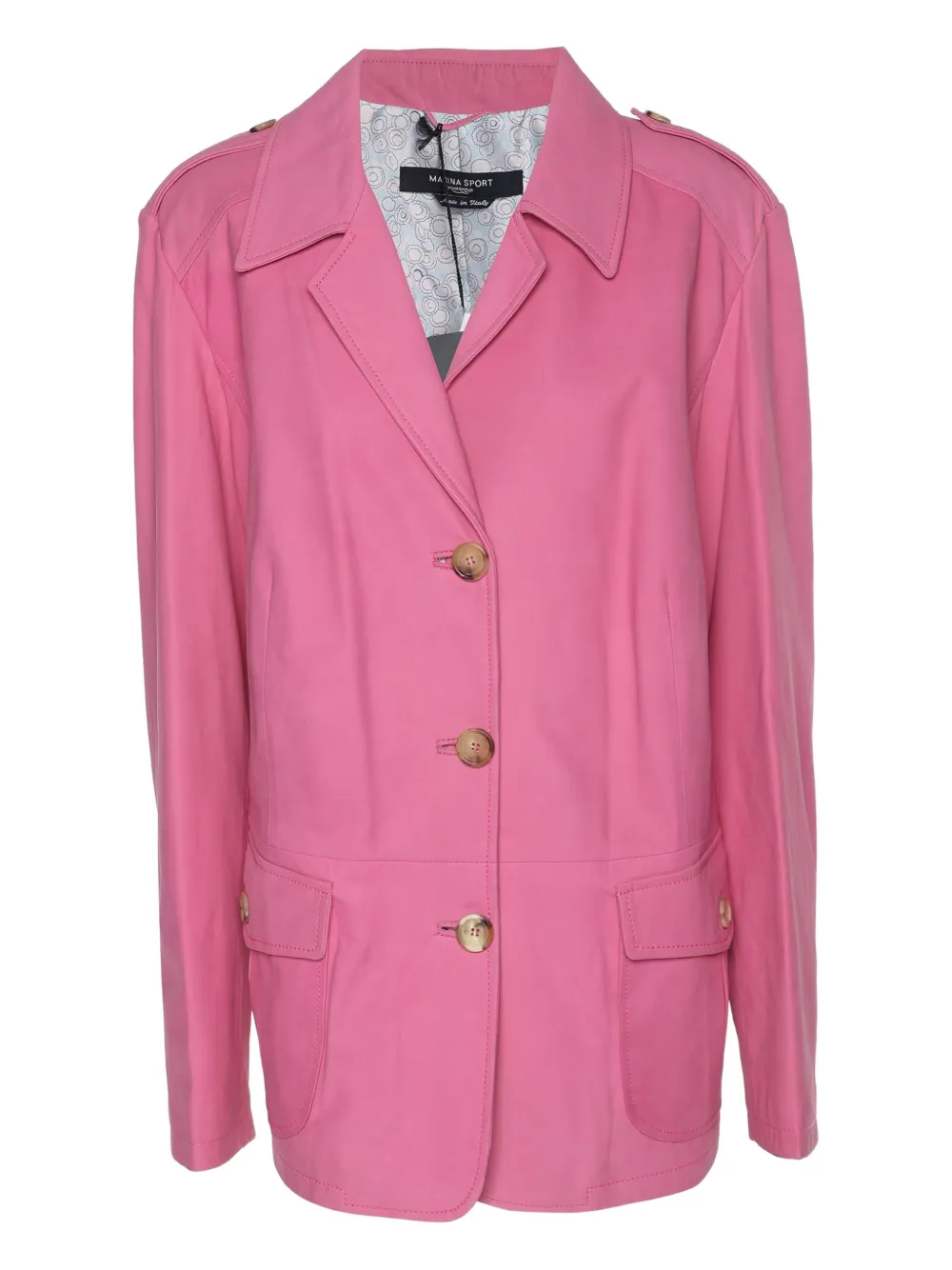 Marina Rinaldi Giacca monopetto in pelle - Rosa