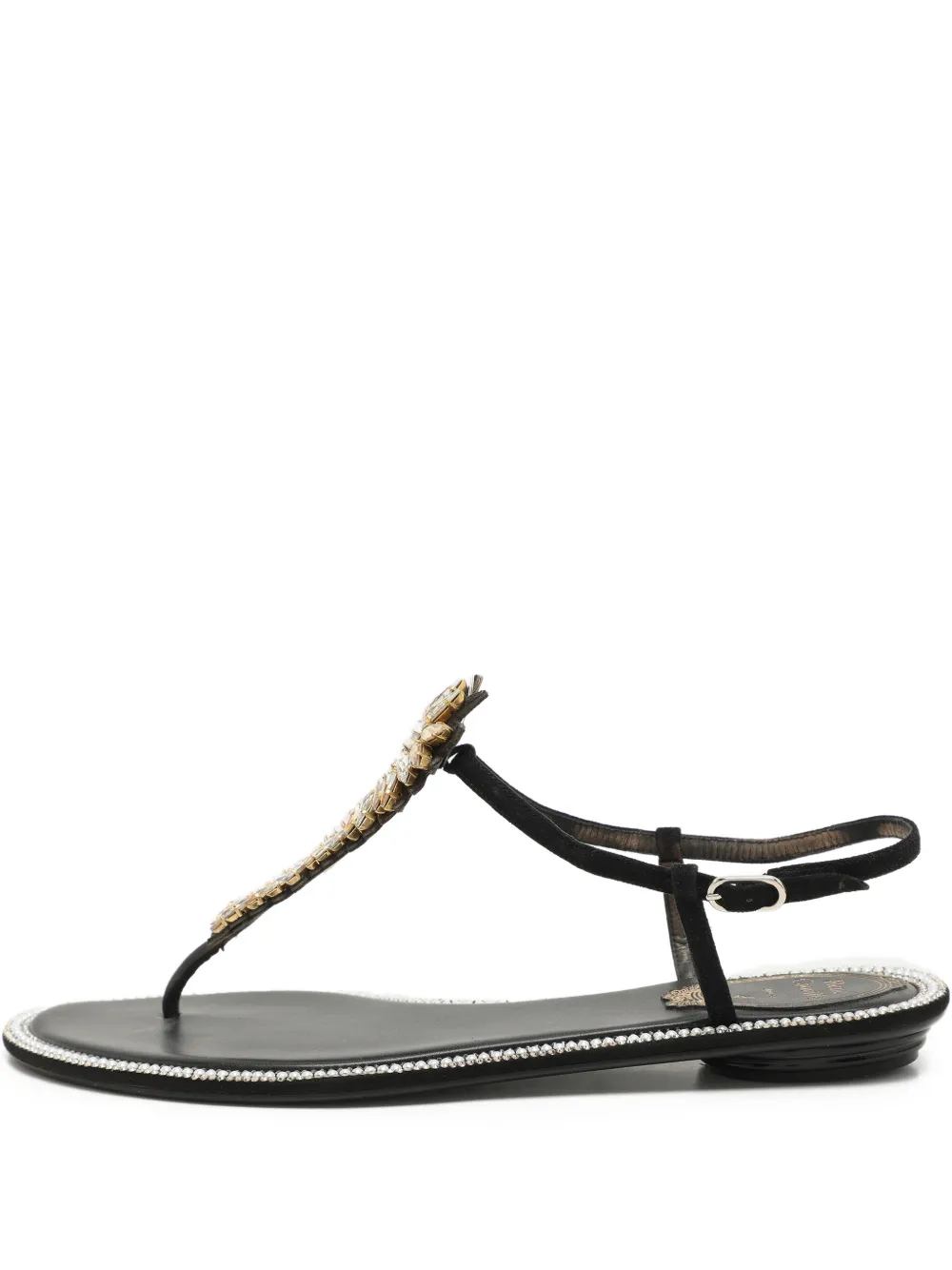 René Caovilla crystal-embellished thong sandals - Black