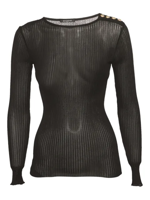 Balmain Pre-Owned rib-knit long-sleeve top