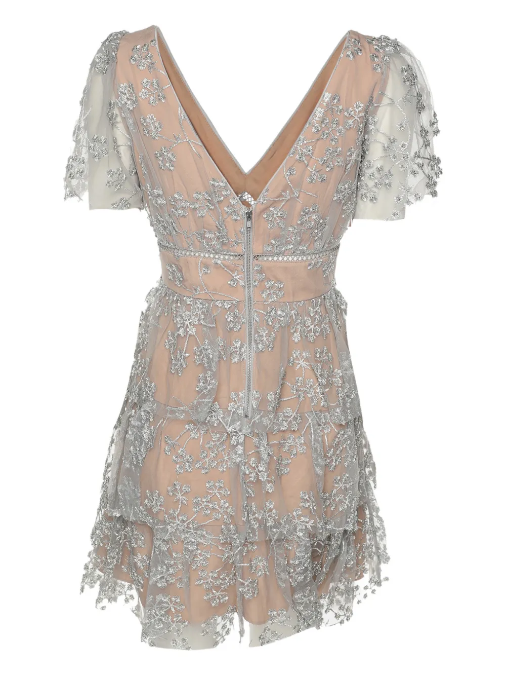 Self-Portrait S 2022 embroidered mini dress - Beige