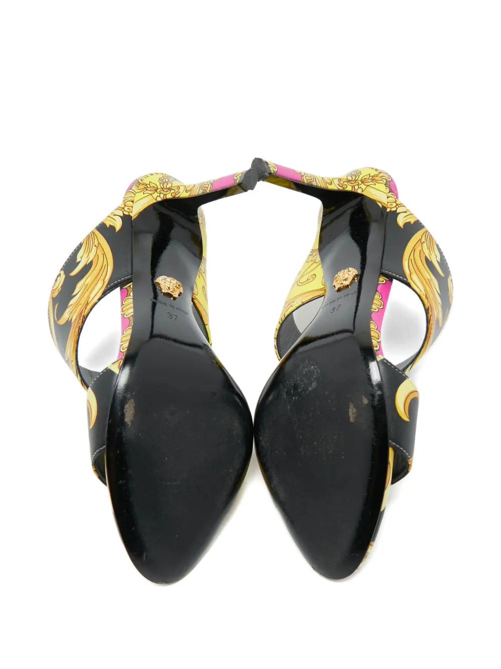 Versace Pre-Owned baroque print leather sandals - Zwart