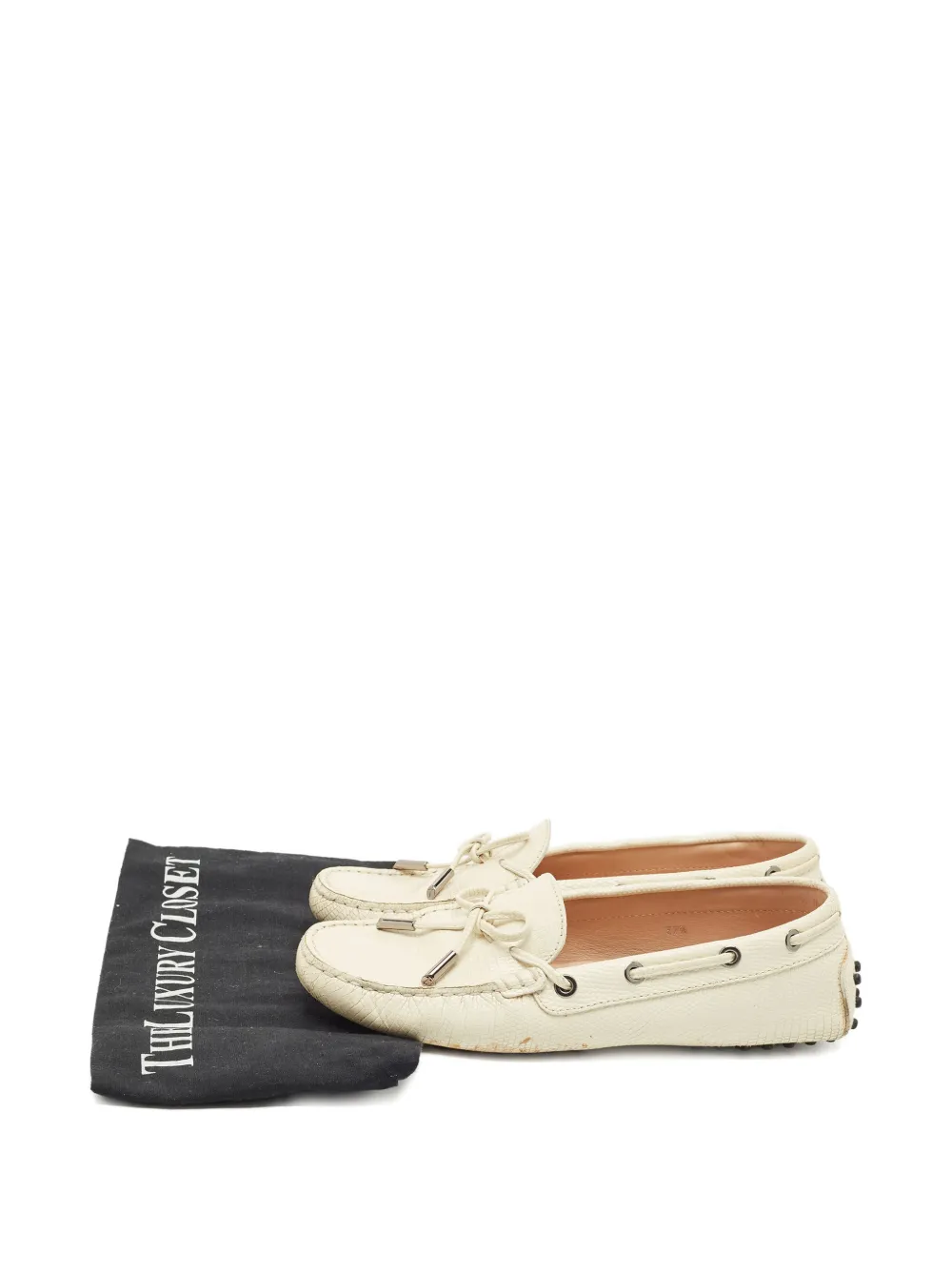 Tod's Vintage Gommino embossed leather loafers Beige