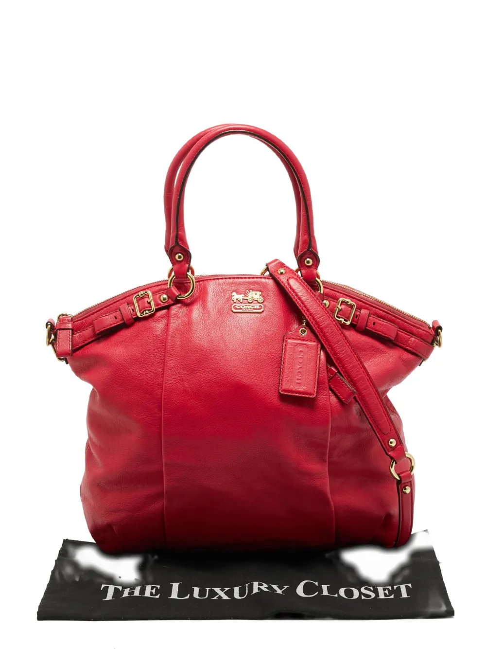 Pre-owned Coach Vintage Madison Lindsey Leather Tote Bag In Red