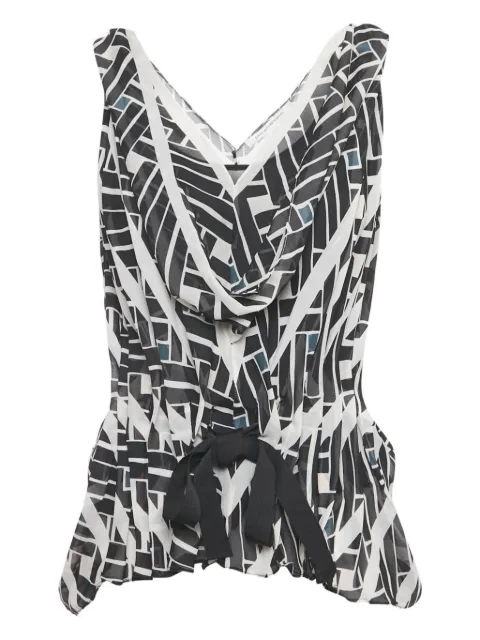 DVF Diane von Furstenberg silk pleated print top