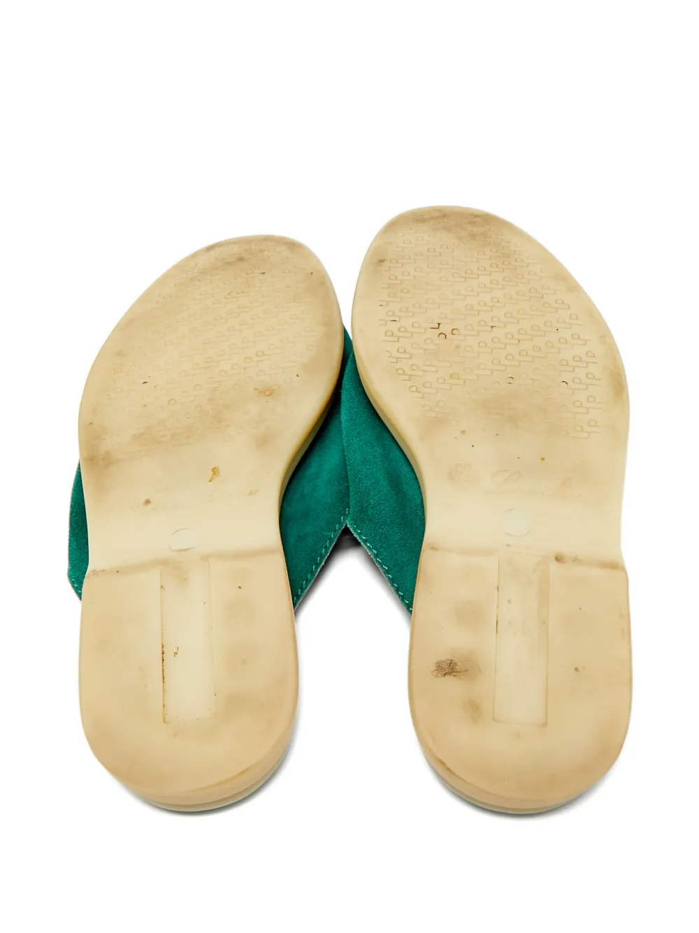 Loro Piana Pre-Owned Suède muiltjes met bedels Groen