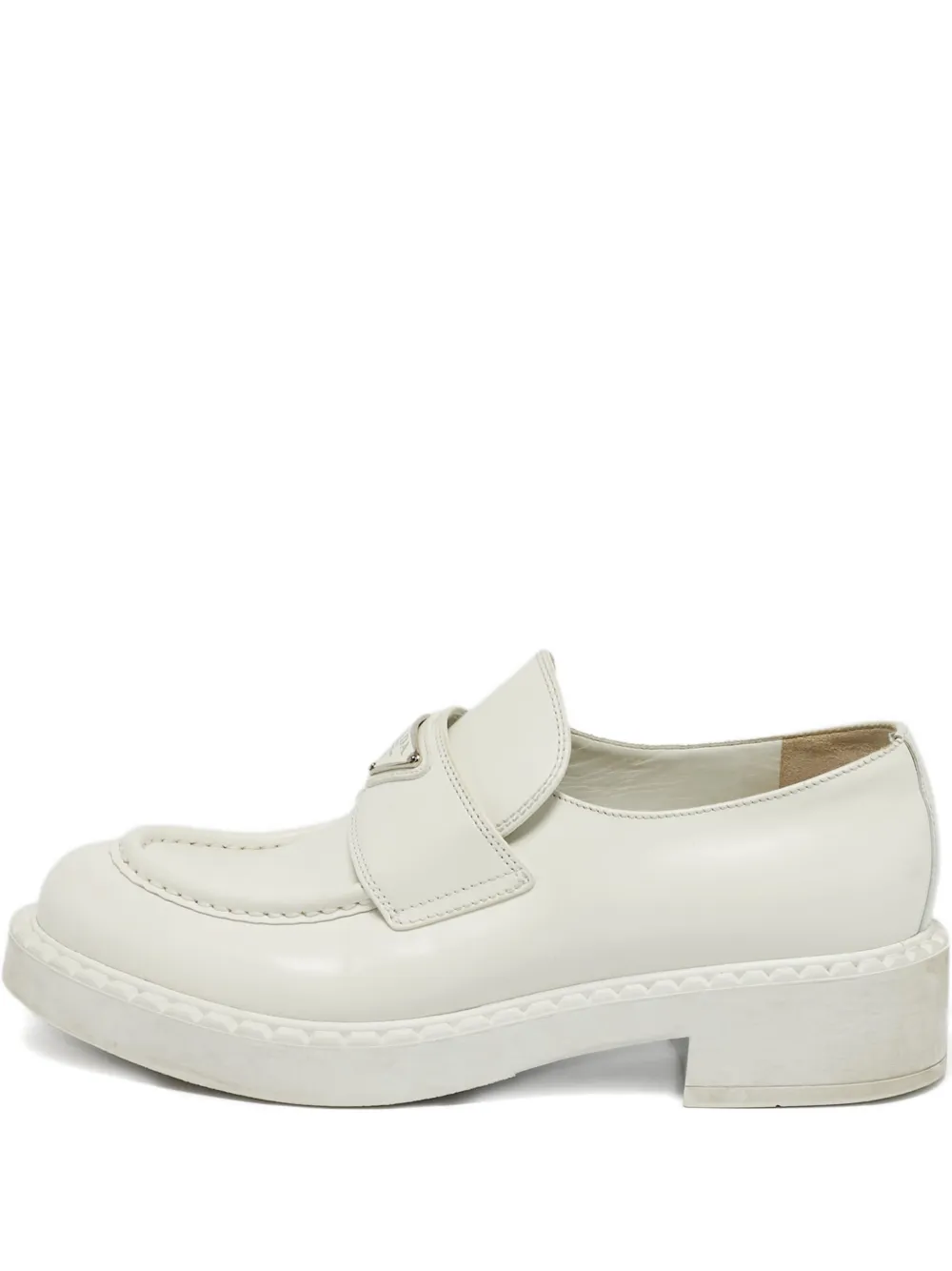 Prada Pre-Owned leather logo loafers - Bianco