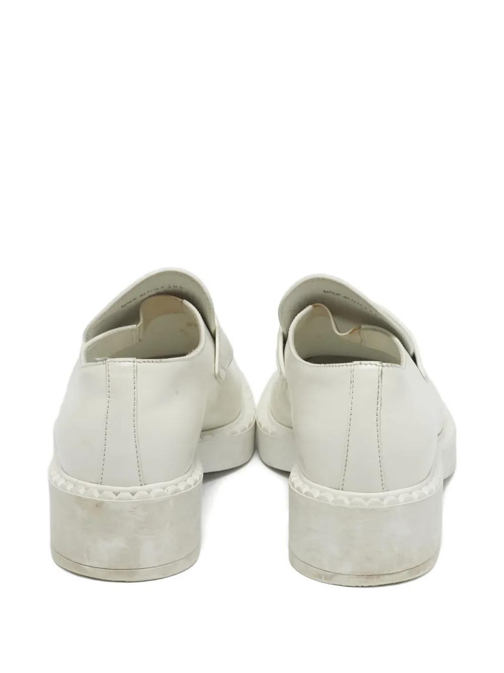 Prada Pre-Owned leather logo loafers - Wit