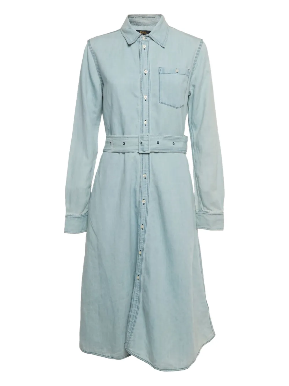 Polo Ralph Lauren Vintage belted button-fastening midi dress - Blu