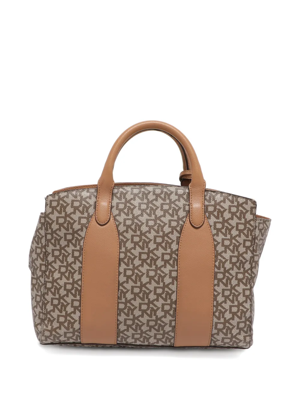 Pre-owned Dkny Vintage Coated Canvas Leather Tote Bag In Brown