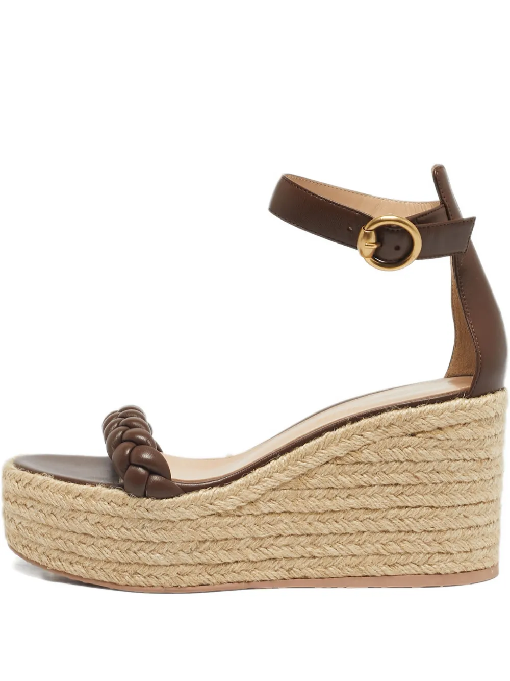 Gianvito Rossi Merida braided wedge-heel espadrille sandals - Braun