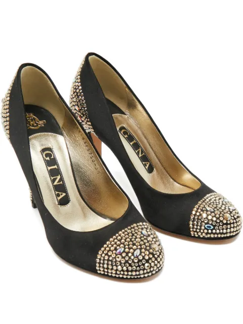 Gina crystal-embellished heeled pumps