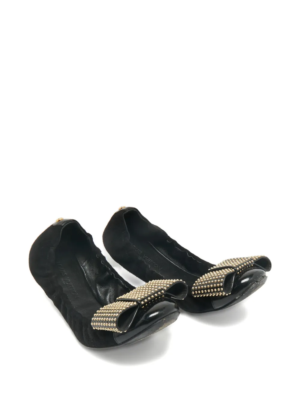 Louis Vuitton Pre-Owned studded-bow ballet flats - Zwart