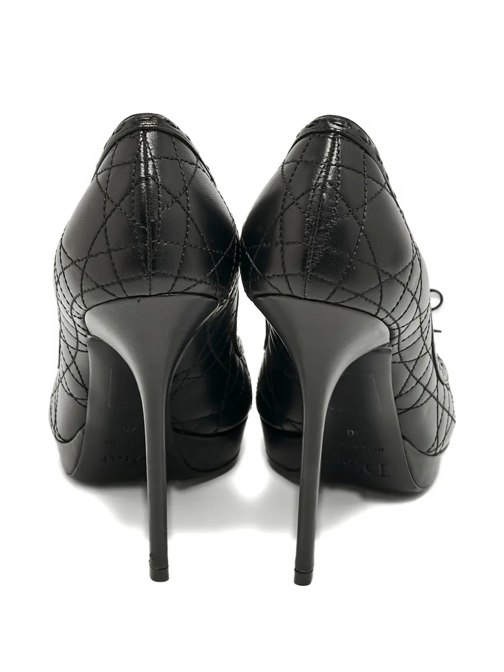 Christian Dior Pre-Owned Lovely Cannage leather peep toe pumps - Zwart