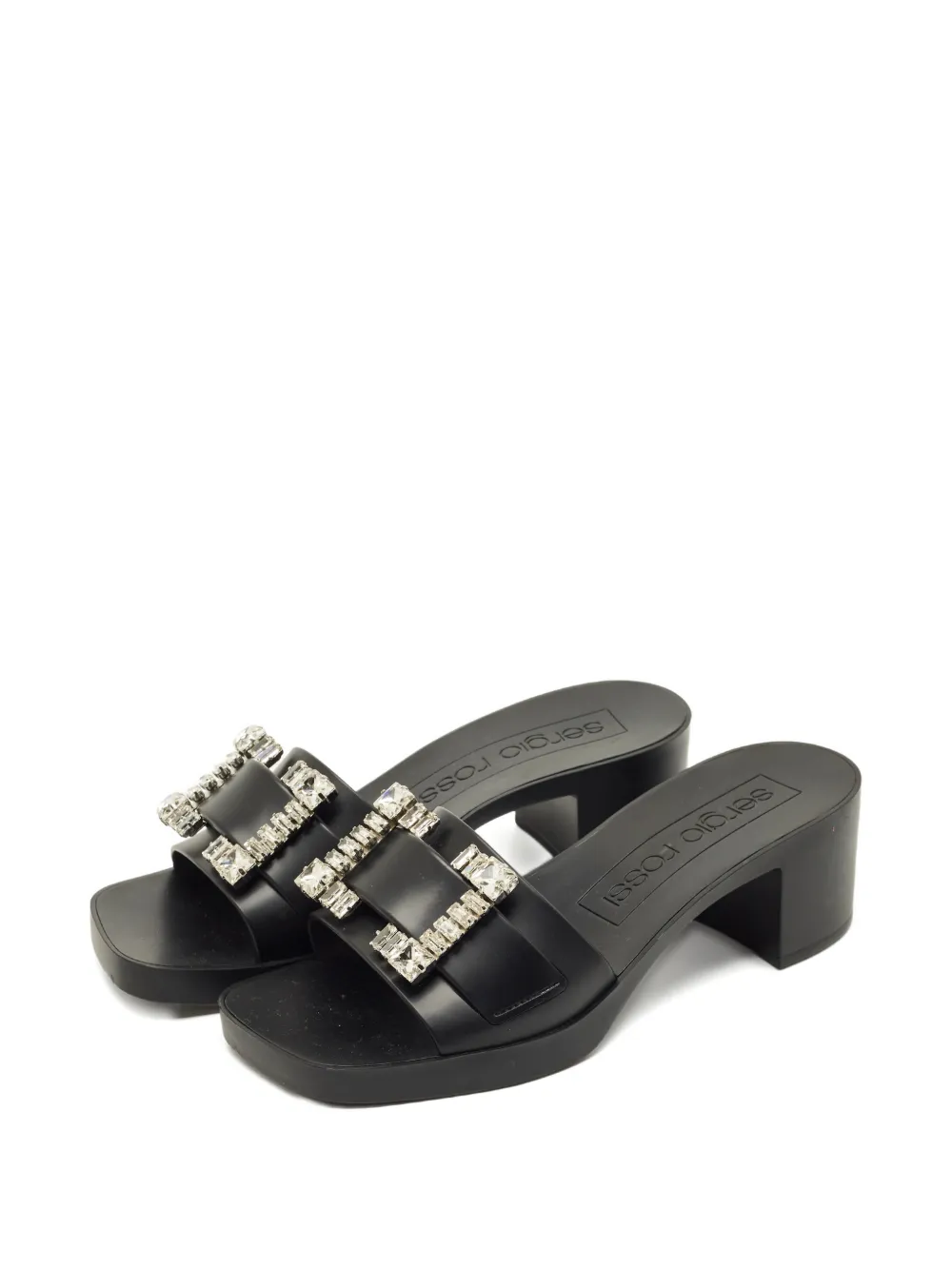 Sergio Rossi Vintage crystal embellished block heel sandals - Zwart