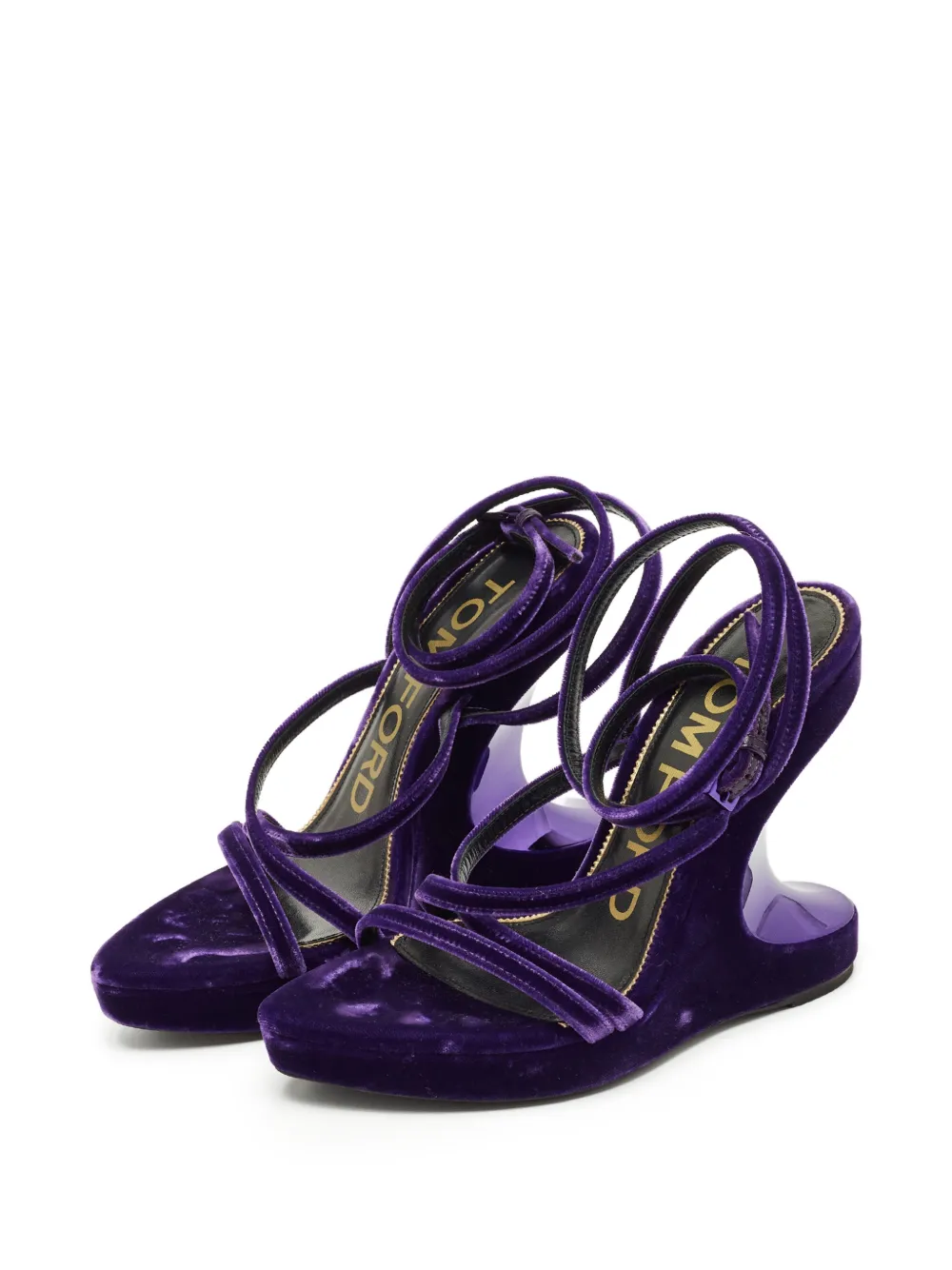 Tom Ford Vintage Wavy velvet sandals - Paars