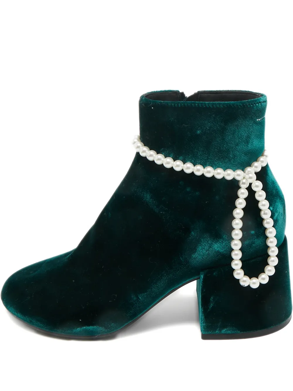 Pre-owned Maison Margiela Pearl-embellishment Ankle Boots In Green