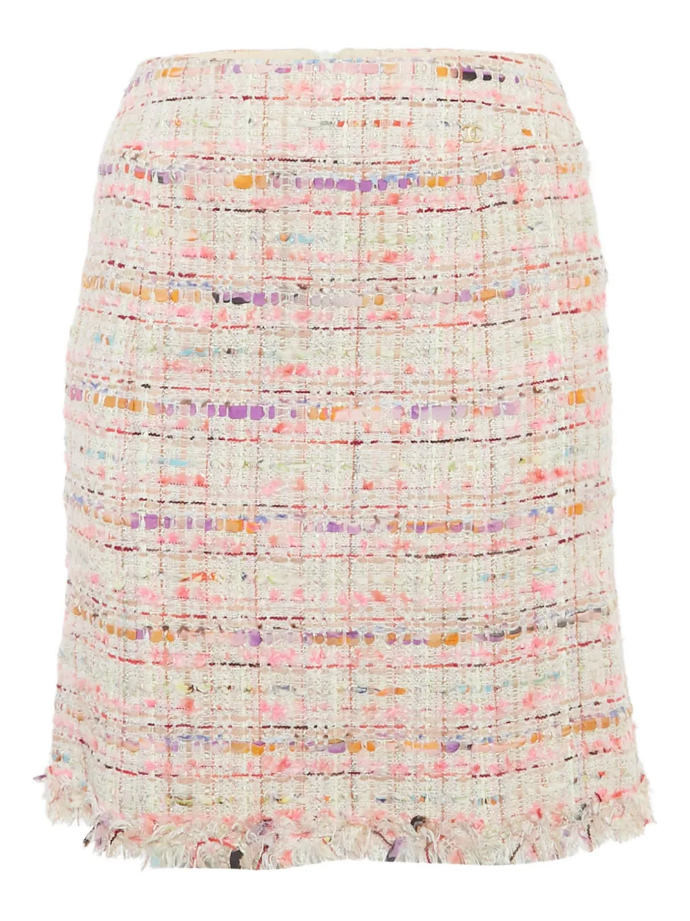 CHANEL Pre-Owned tweed raw-edge mini skirt - Toni neutri