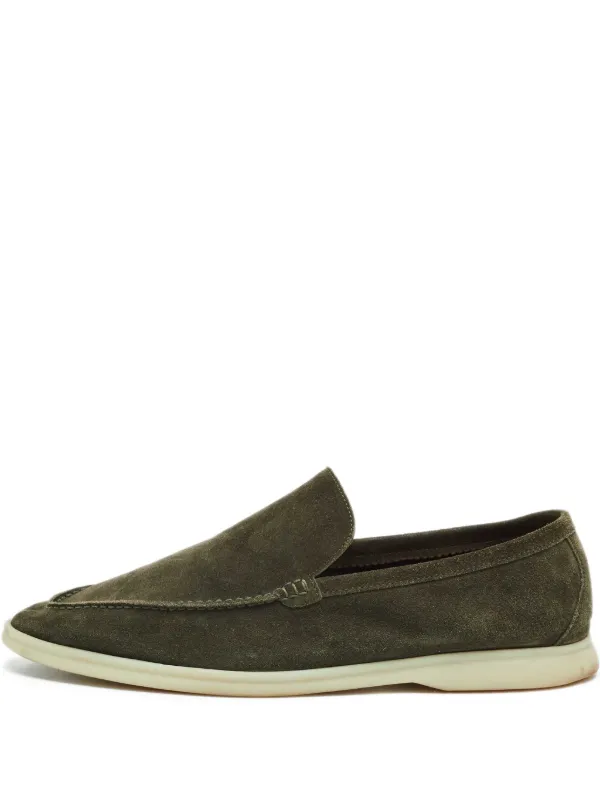 Loro Piana Dark Green (41.5) Summer Walk Loafer Pre-loved Loro Piana Green Suede and Fabric Summer Walk Loafers Size  main image 3