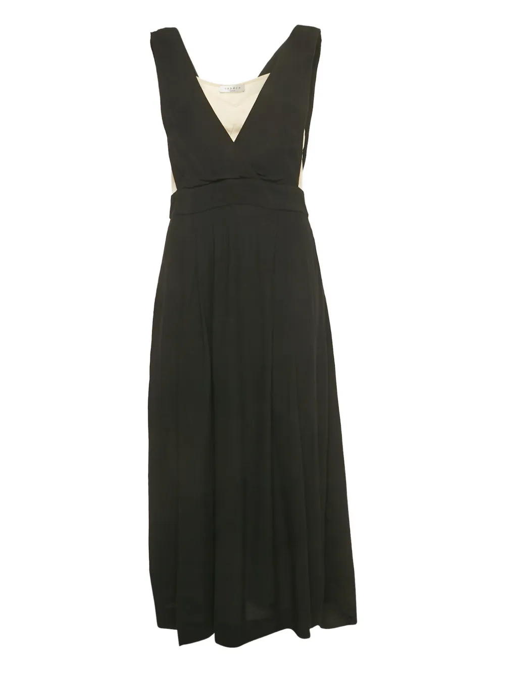 SANDRO crepe sleeveless midi dress - Nero