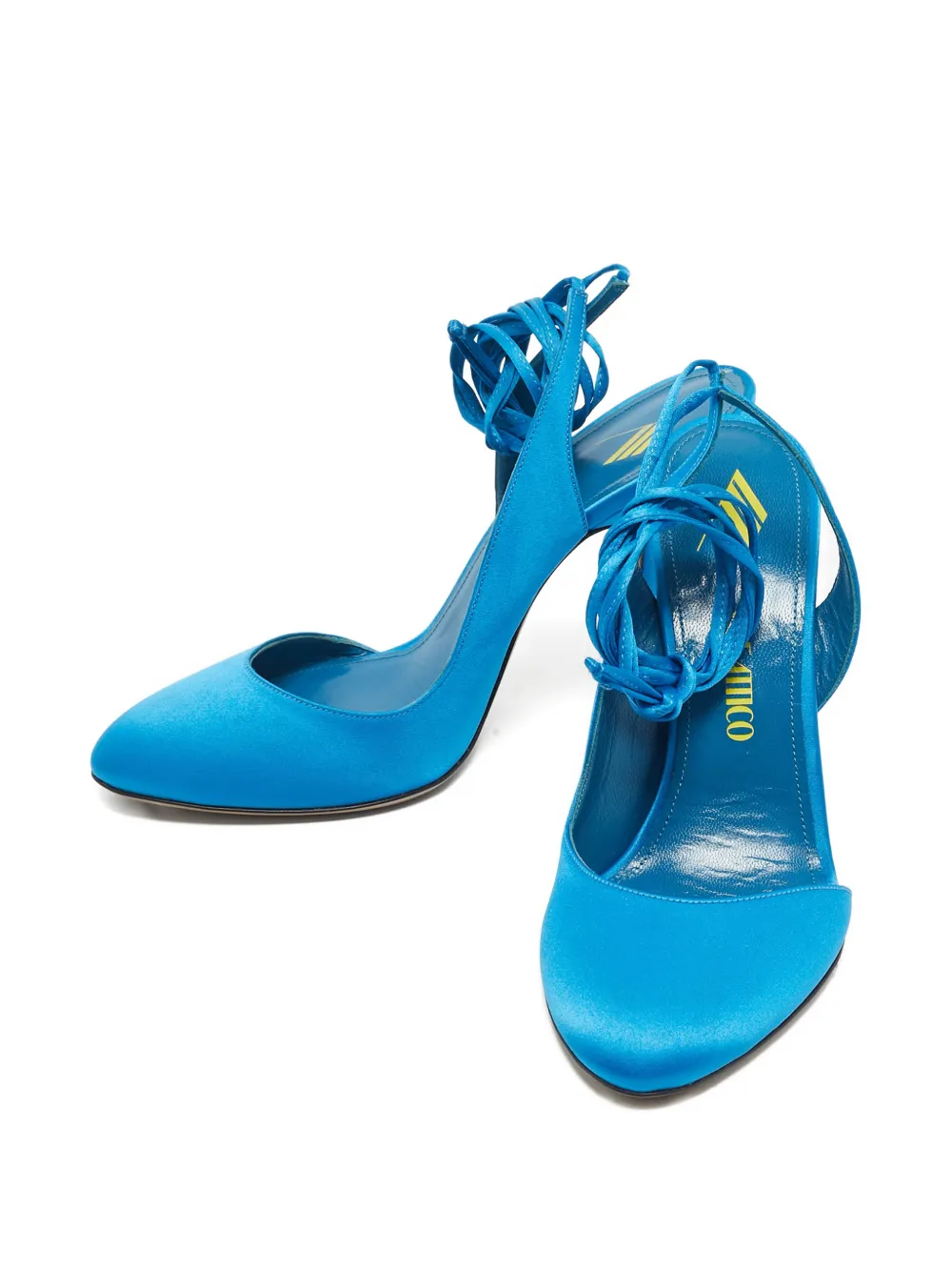 The Attico Venus ankle-tie satin pumps - Blauw