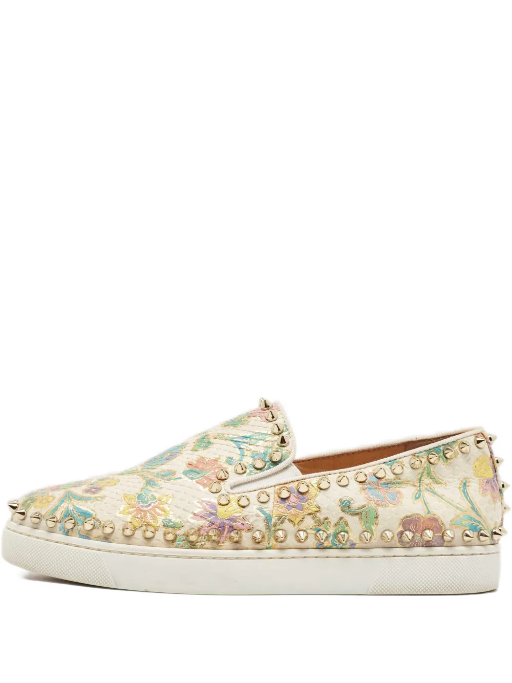 Christian Louboutin Pre-Owned baskets en cuir à détails de clous | tons neutres | Image 1