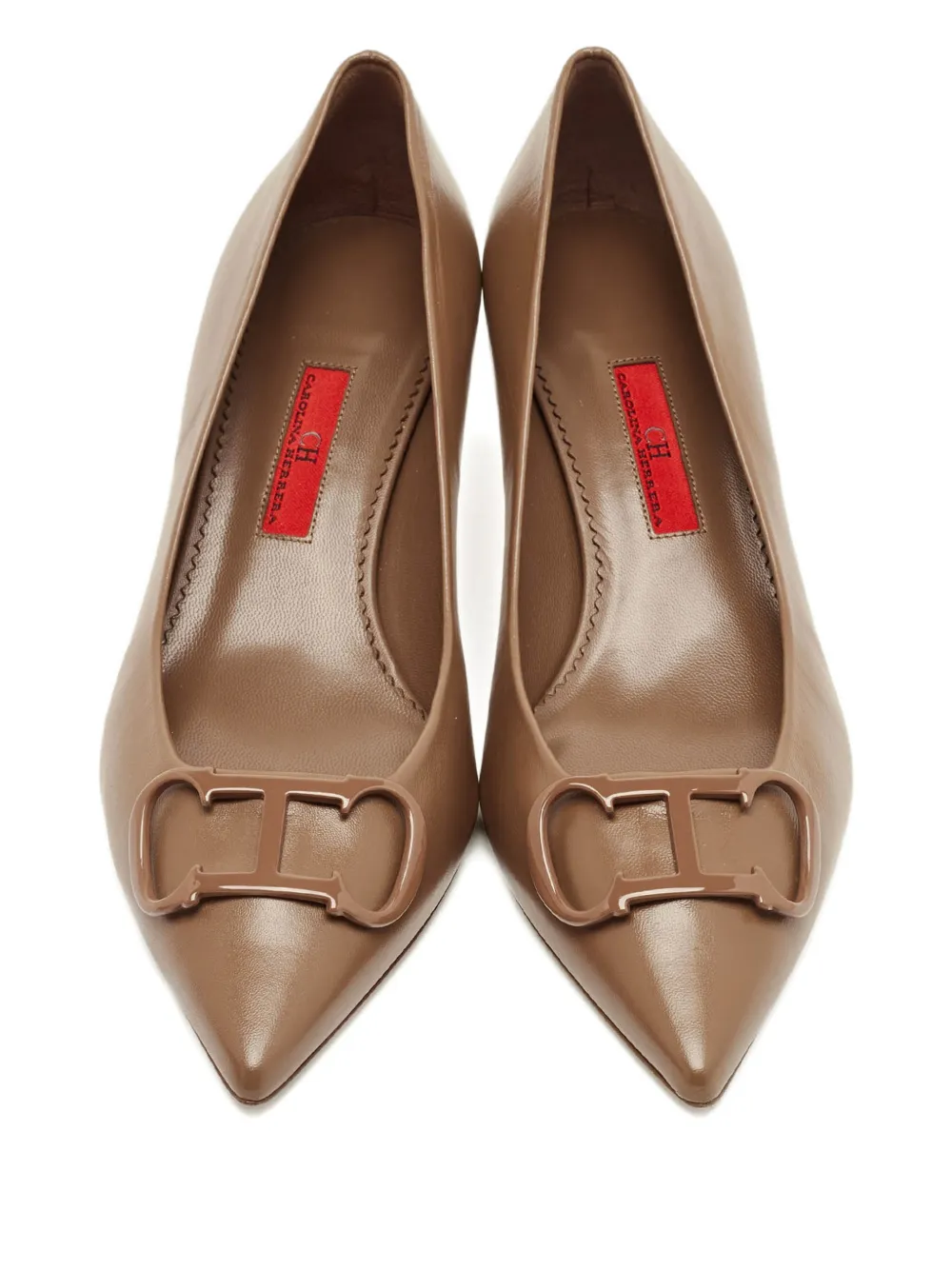 Carolina Herrera Vintage pointed-toe leather pumps - Bruin