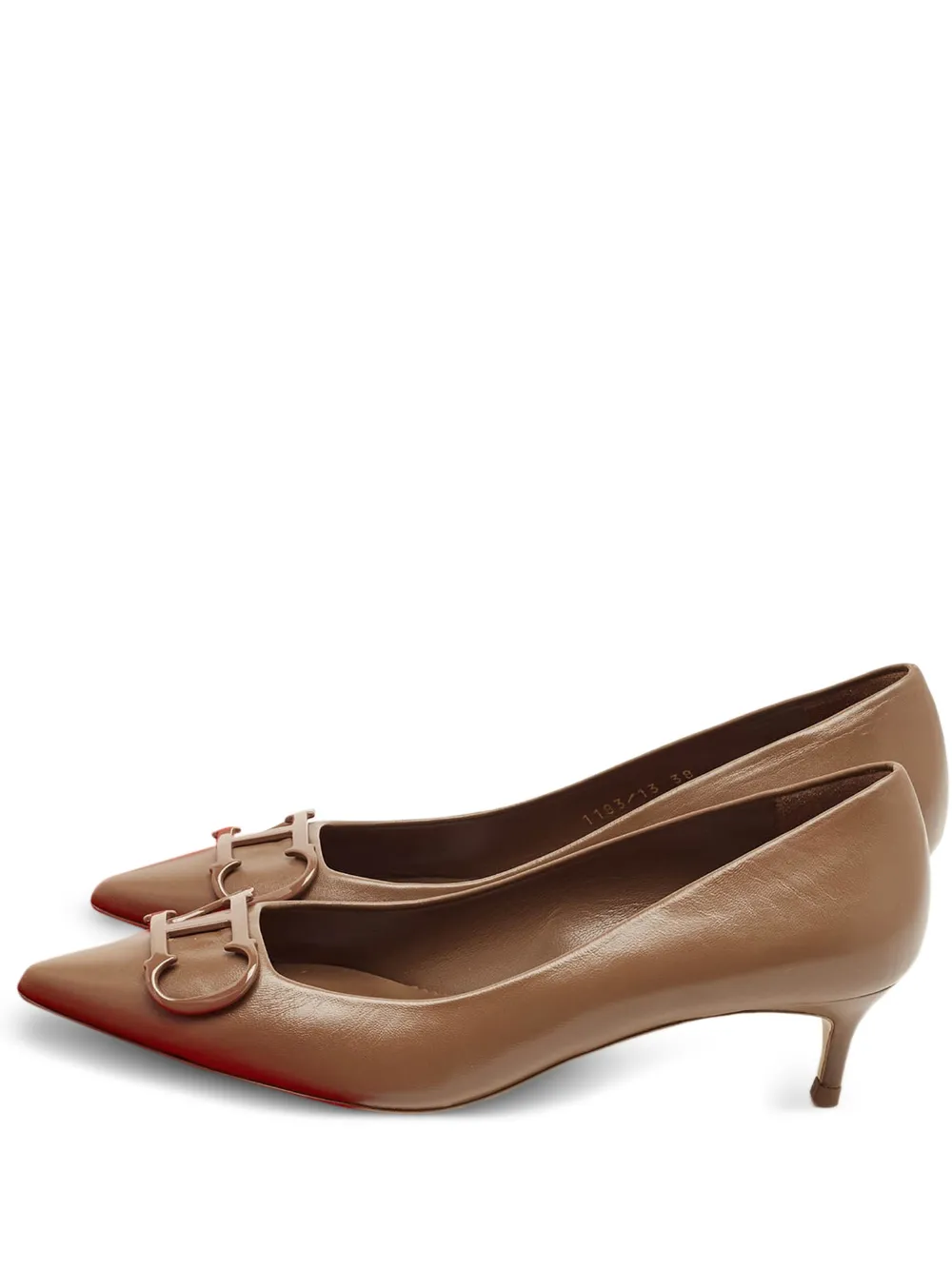 Carolina Herrera Vintage pointed-toe leather pumps - Braun