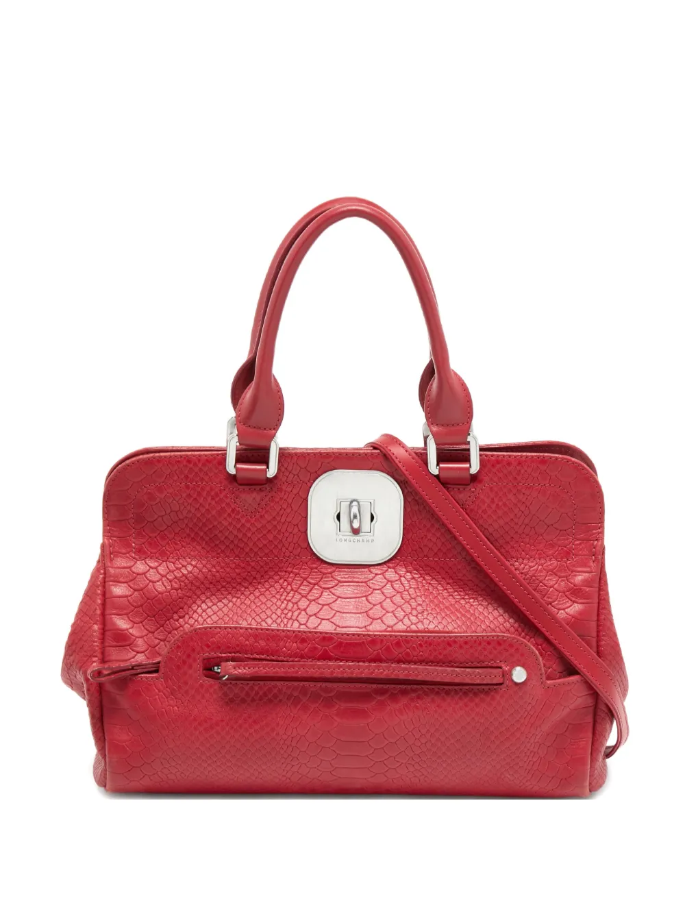 Longchamp embossed leather tote bag - Rosso