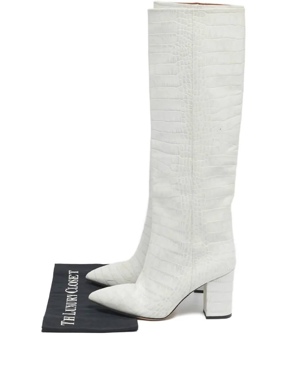 Pre-owned Paris Texas Croc-embossed Leather Boots In Neutral