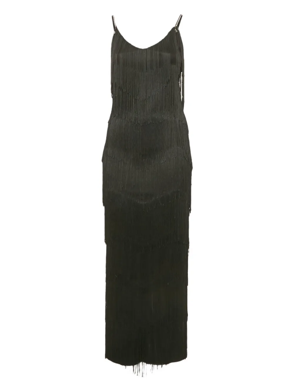 maison d'angelann gringed sleeveless midi dress - Nero