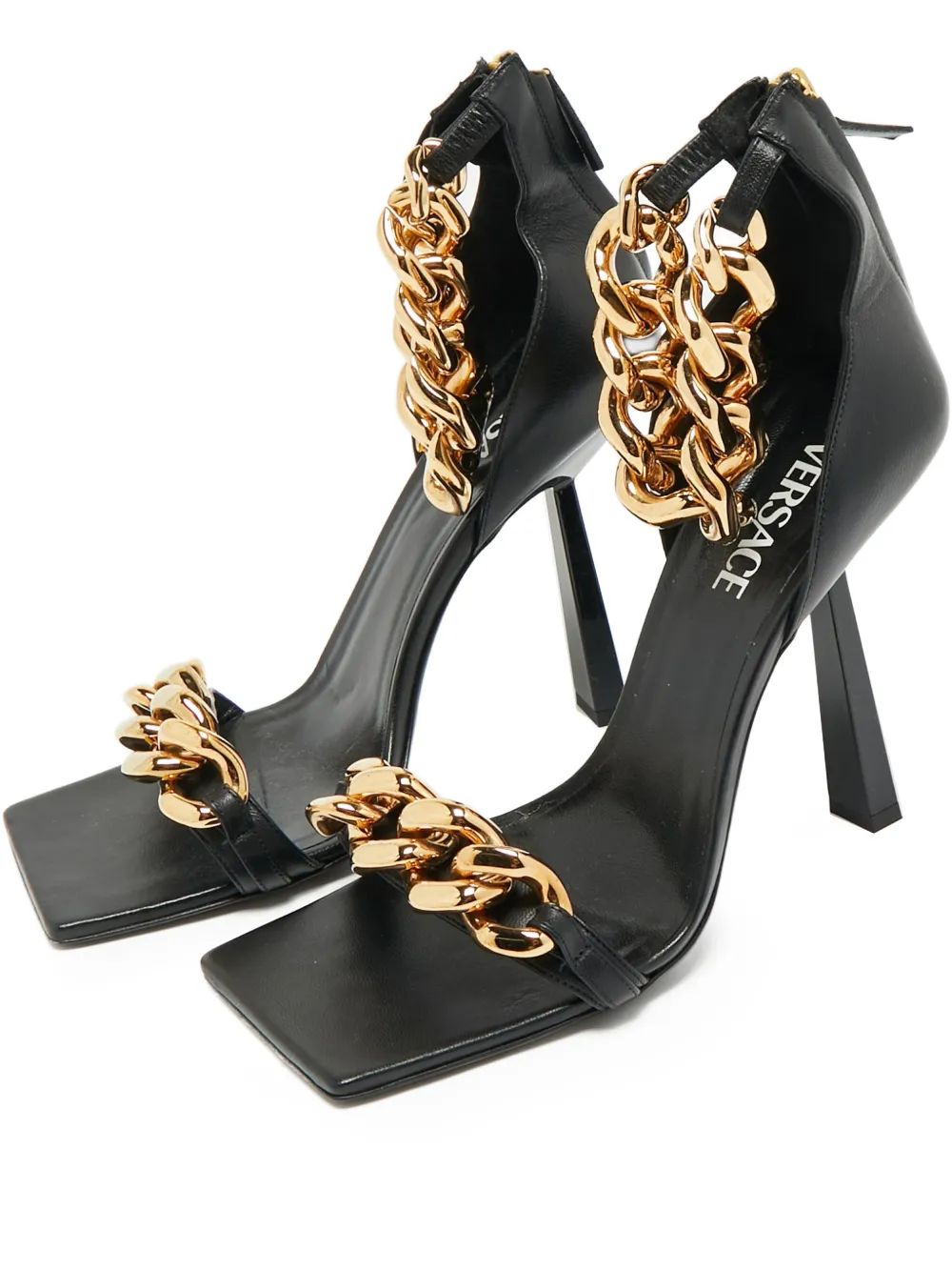 Versace Pre-Owned chain leather sandals - Nero
