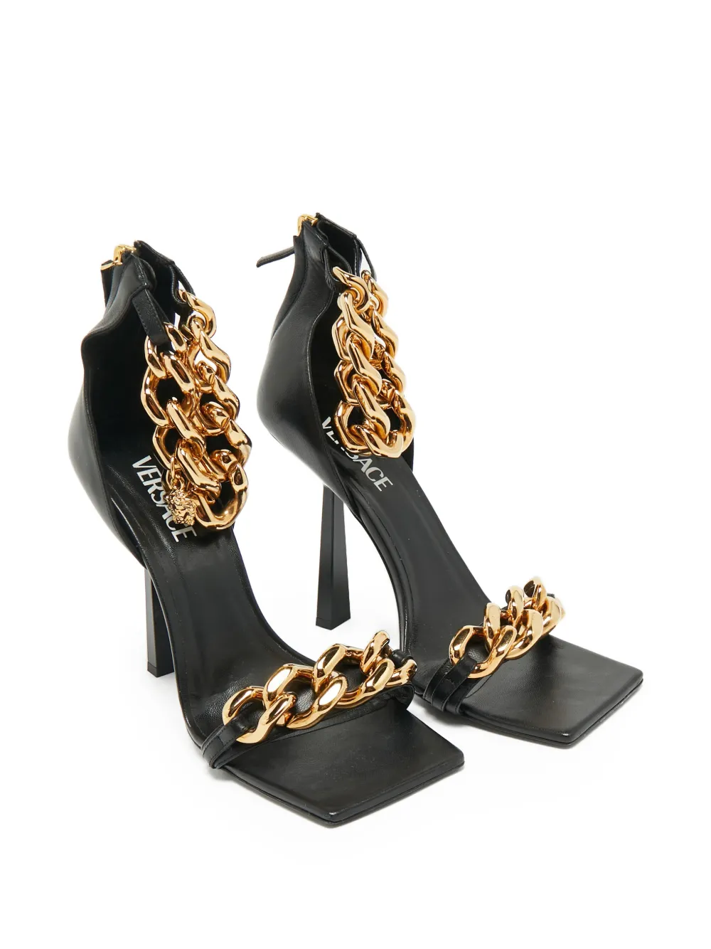 Versace Pre-Owned chain leather sandals - Zwart