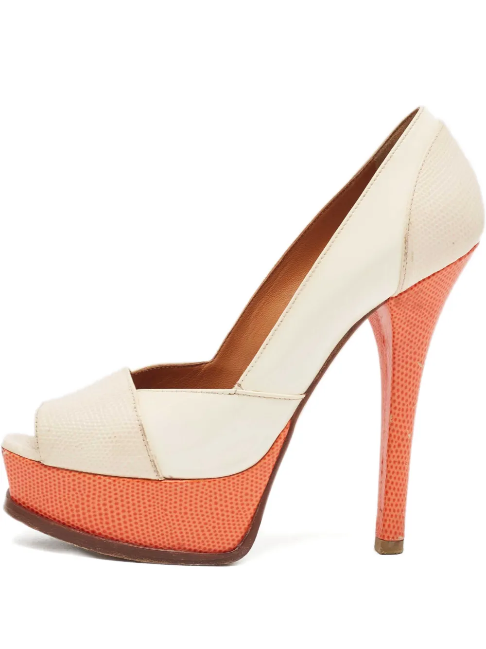 Fendi Pre-Owned embossed-leather platform pumps - Nude