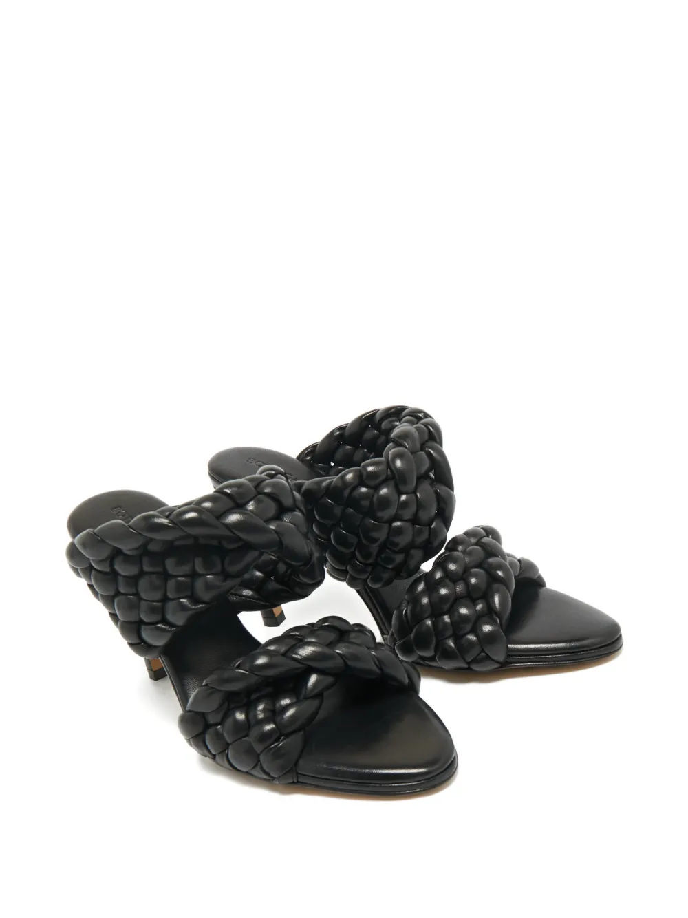 Bottega Veneta Pre-Owned curve intrecciato leather slides sandals - Zwart