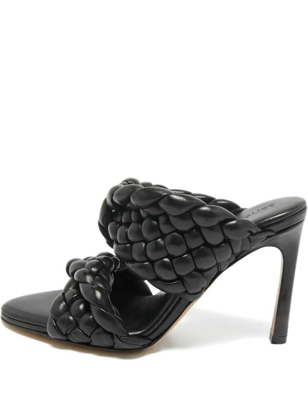 Pre-owned Bottega Veneta Curve Intrecciato Leather Slides Sandals In Black