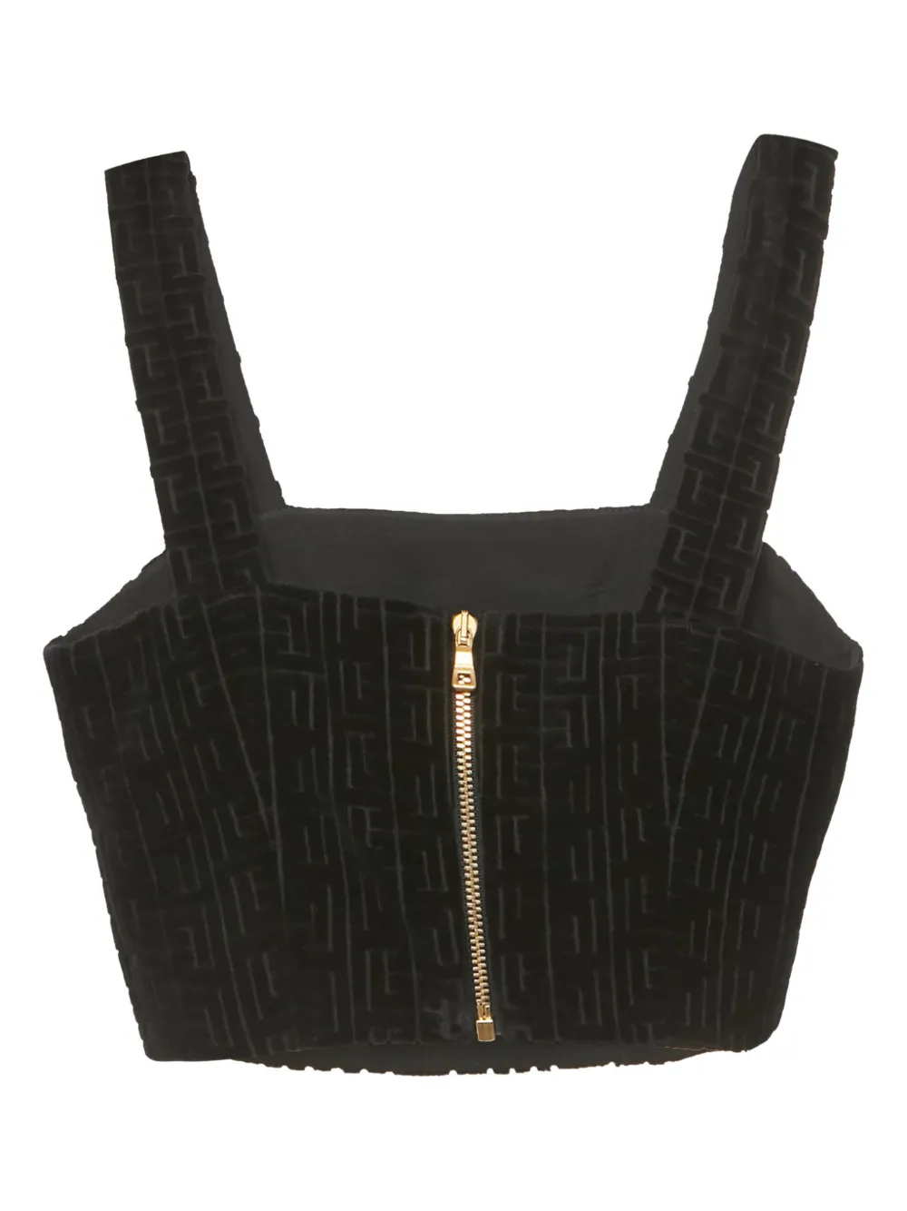 Balmain Pre-Owned patterned velvet crop top | Image 2