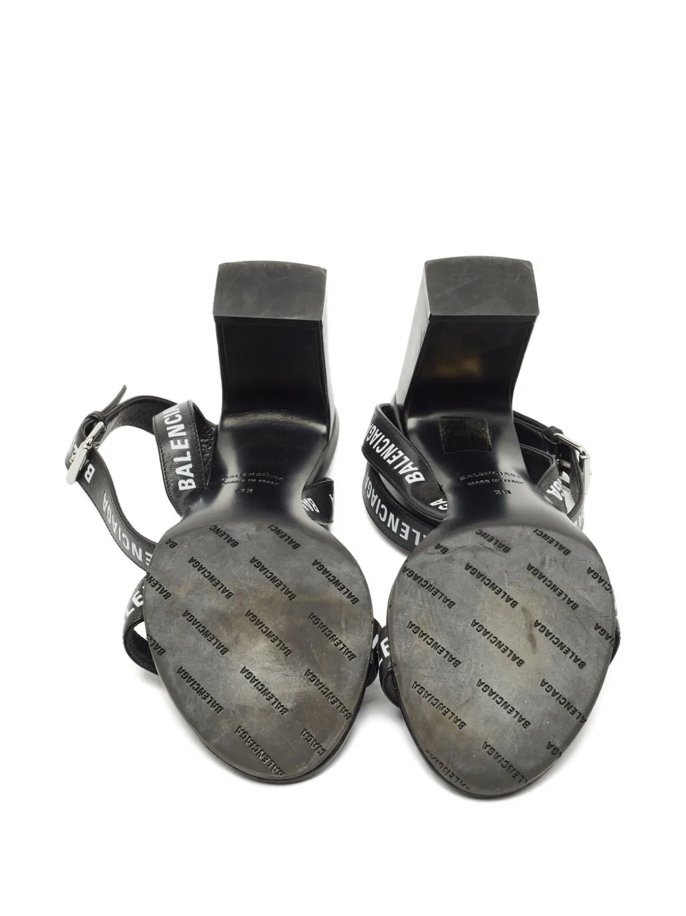 Balenciaga Pre-Owned logo-print ankle-strap sandals - Zwart