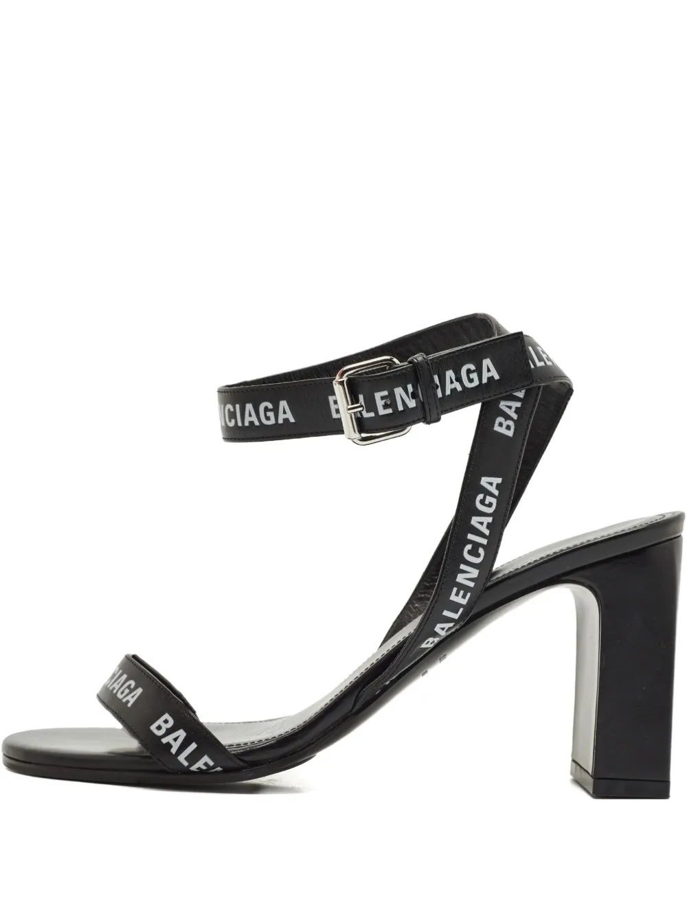 Balenciaga Pre-Owned logo-print ankle-strap sandals - Schwarz