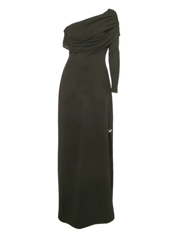 chats by c dam black dress C.DAM one-shoulder cut-out Maxi | the Agnes Dress in