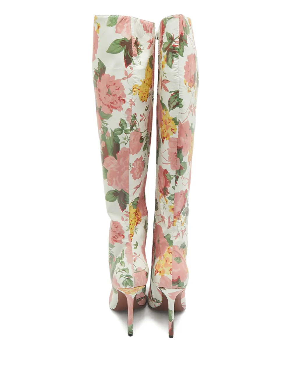 VETEMENTS floral-print knee-high boots - Wit