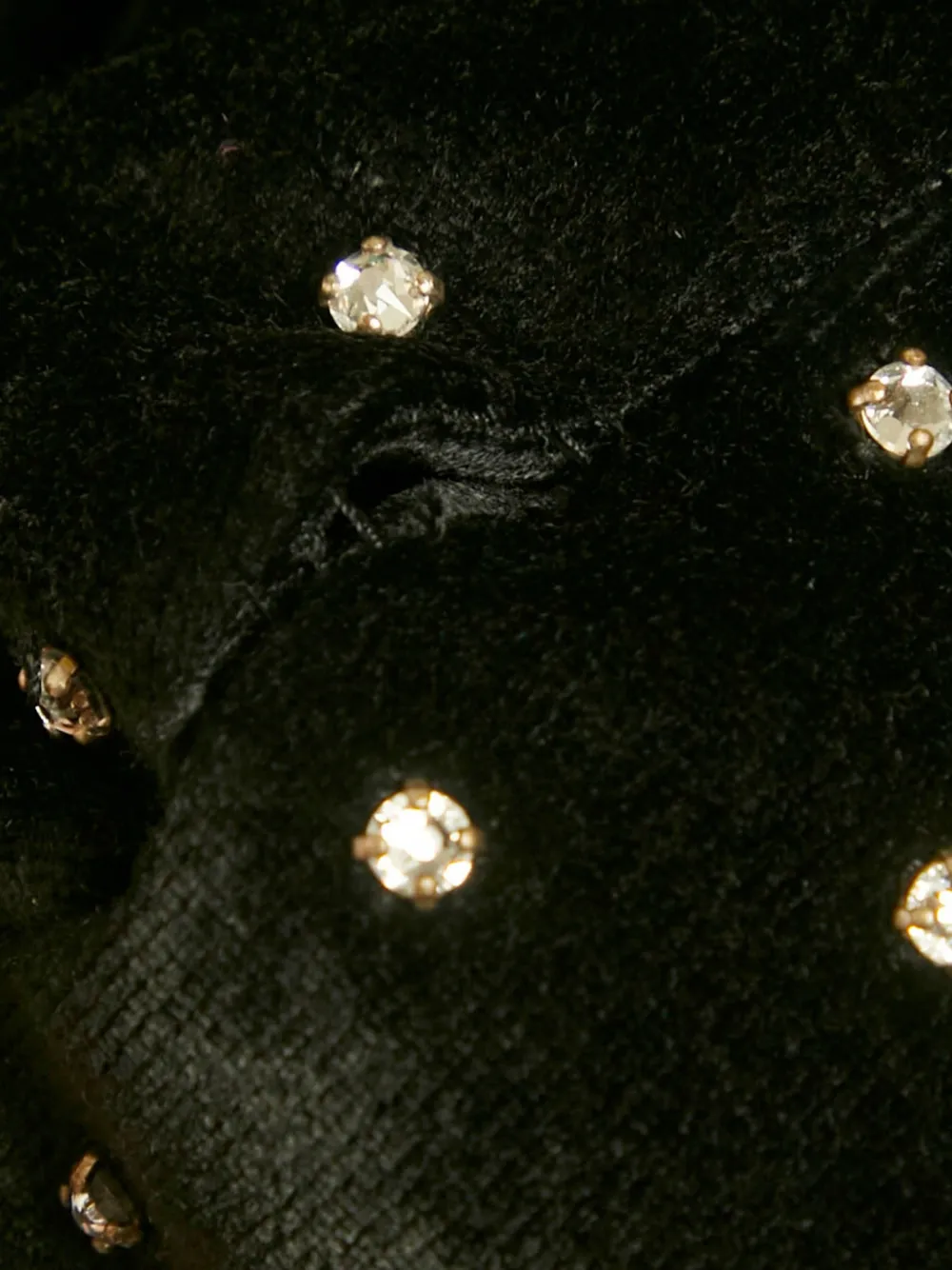 Pre-owned Saint Laurent Velvet Crystal Bodysuit In Black