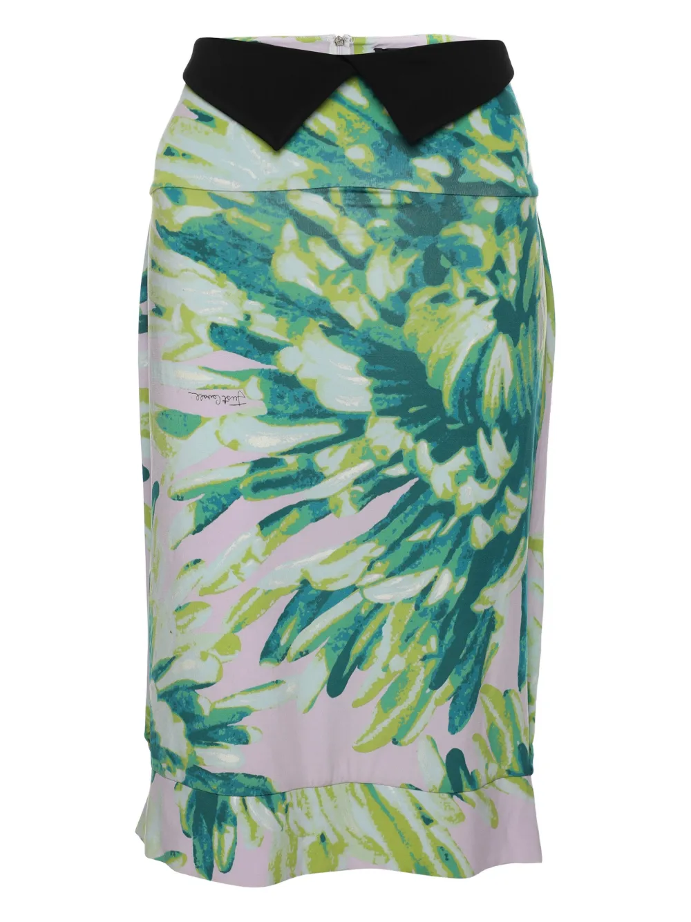 Pre-owned Just Cavalli Floral-print Skirt In Green