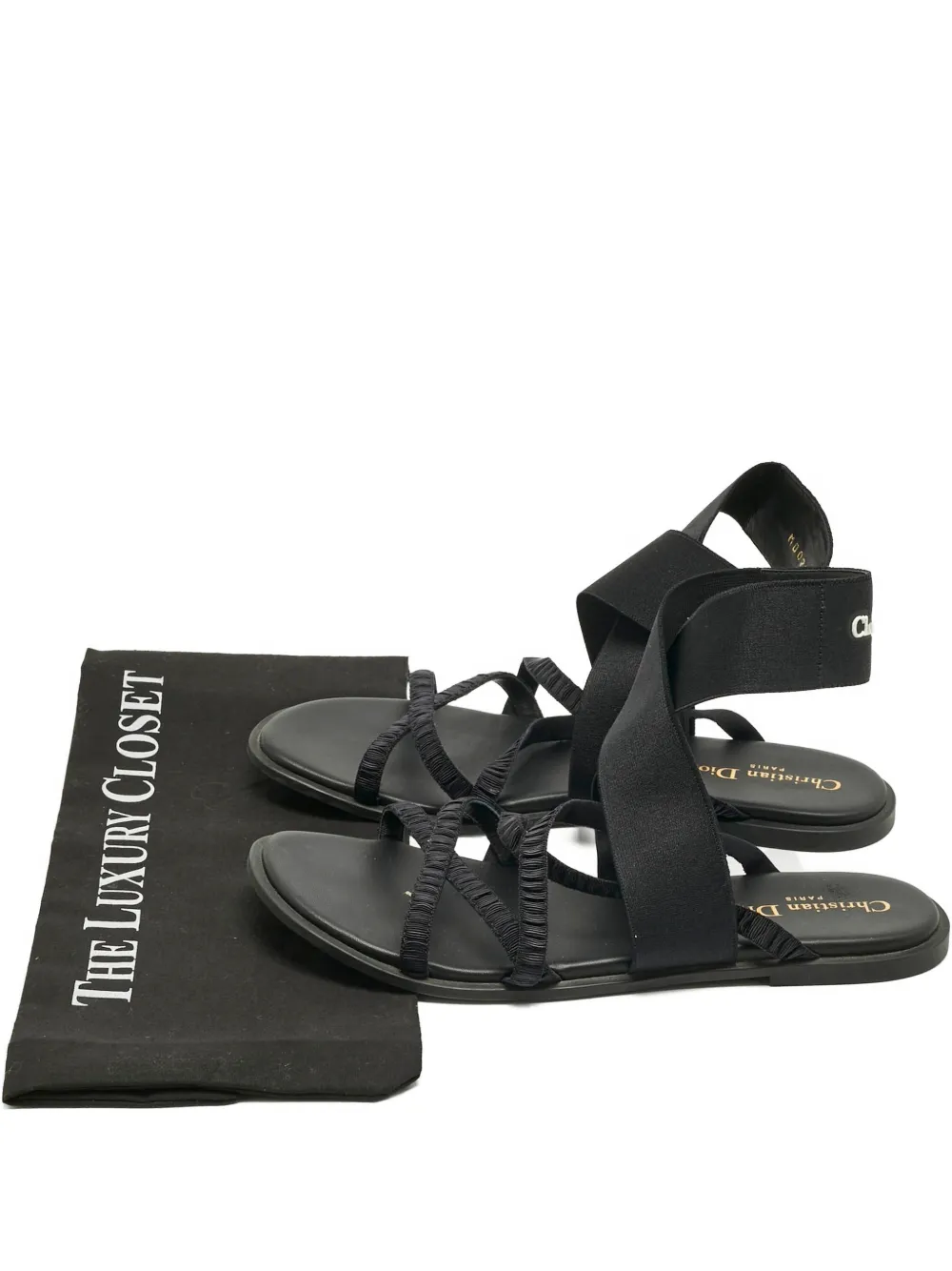 Pre-owned Dior Elasticated-strap Flat Sandals In Black