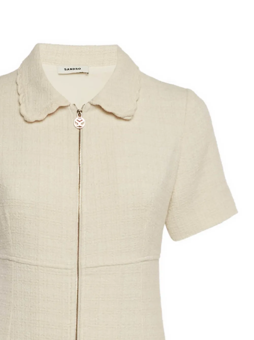 SANDRO tweed zipped mini dress - Beige
